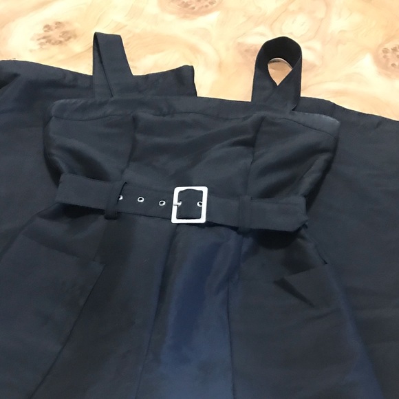 Navy blue wide legged jumpsuit with belt - Picture 1 of 5